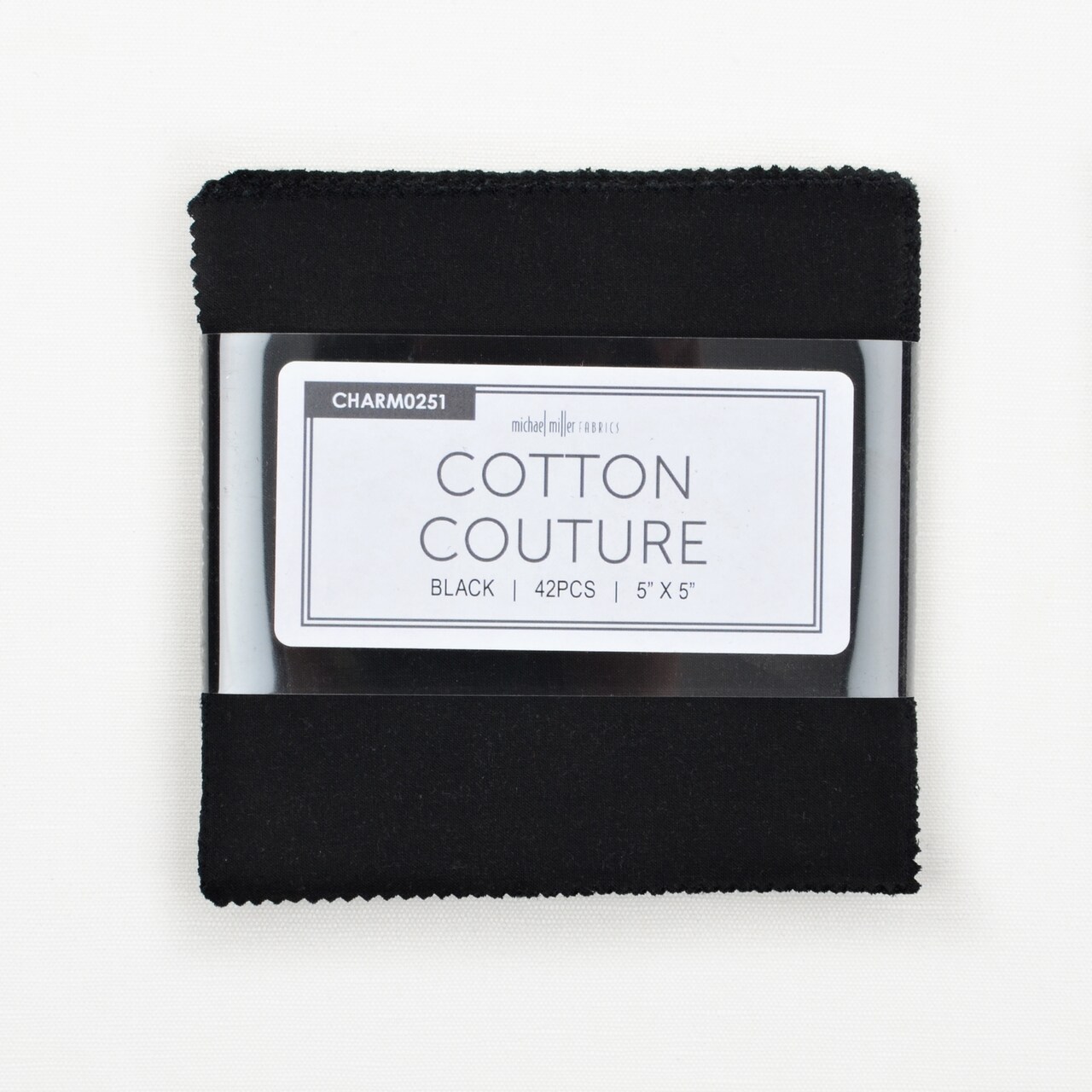 Cotton Couture 5" Square Pack (Charm Pack) in Black by for Michael Miller (CHARM0251)